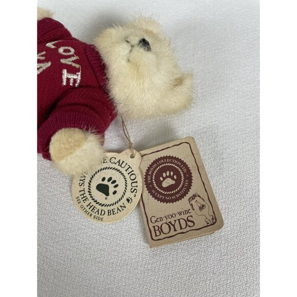 Vintage Boyds Bears Collectible Mini Teddy Bear "Love Ya" Red Sweater Plush 5" - Picture 3 of 6